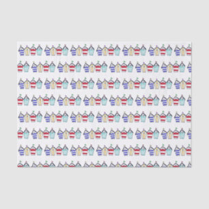colourful summer beach hut pattern tissue paper