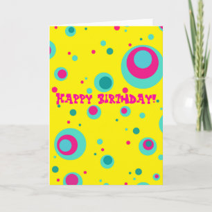 Colourful Summer Bubbles dots Fresh Yellow Birthda Card