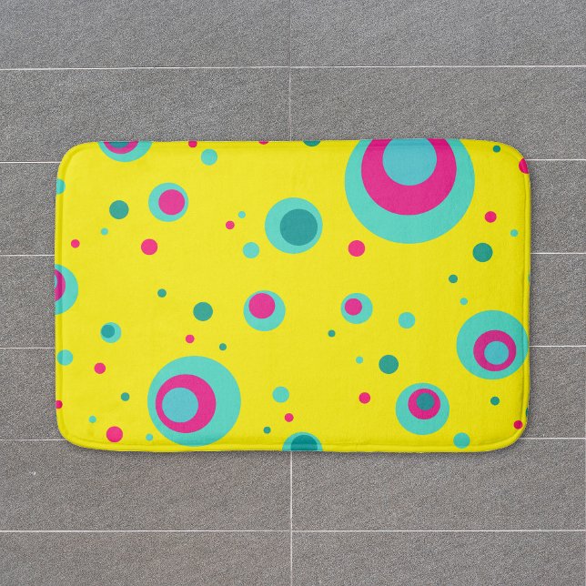 Colourful Summer Bubbles dots Yellow Fresh pattern Bath Mat (Creator Uploaded)