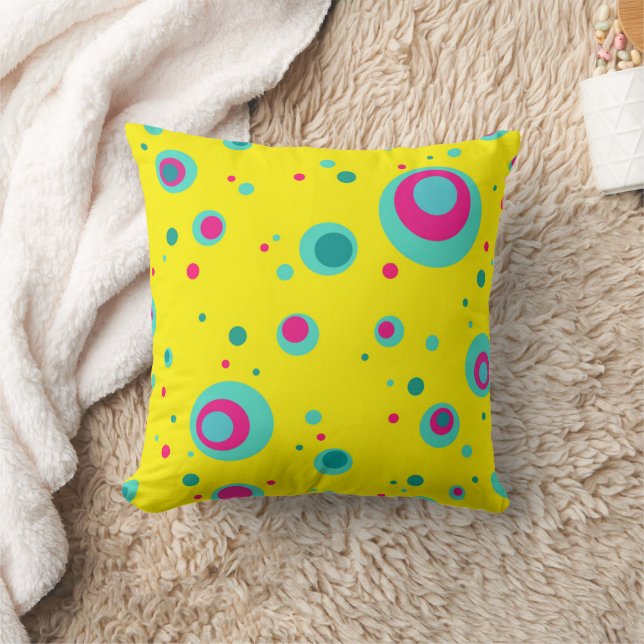 Colourful Summer Bubbles dots Yellow Fresh pattern Cushion (Blanket)
