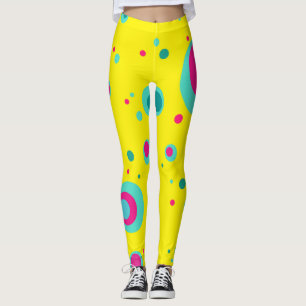 Colourful Summer Bubbles dots Yellow Fresh pattern Leggings