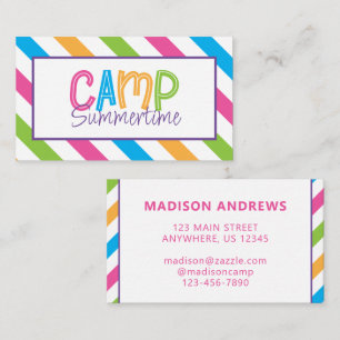 Colourful Summer Camp Personalised Contact Cards