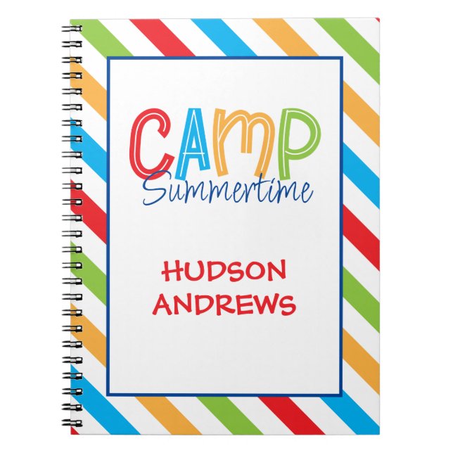 Colourful Summer Camp Personalised Journal Noteboo (Front)