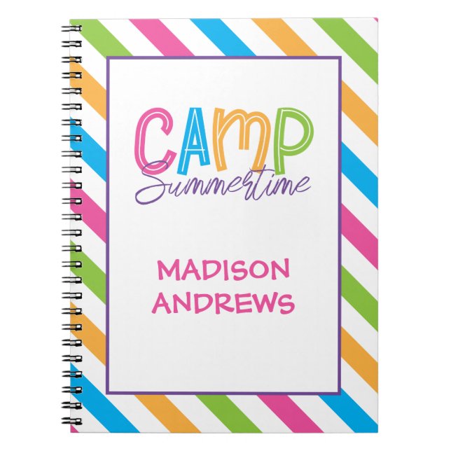 Colourful Summer Camp Personalised Journal Noteboo (Front)
