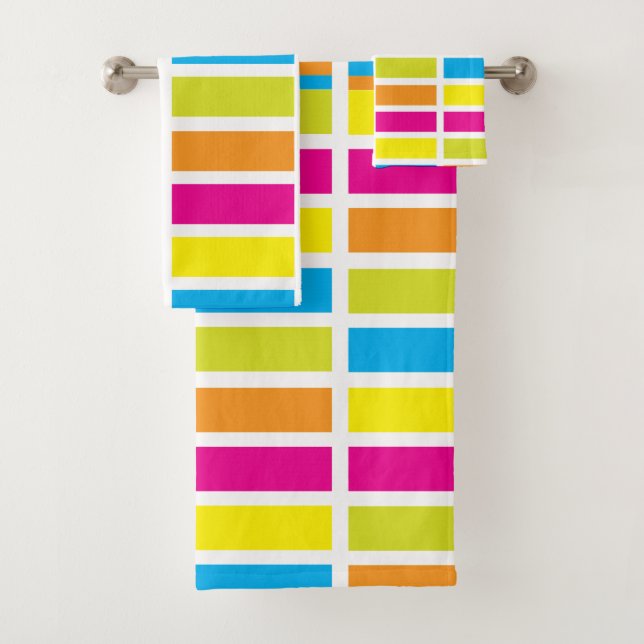 Colourful Summer Colour Stripe Bath Towel Set (Insitu)