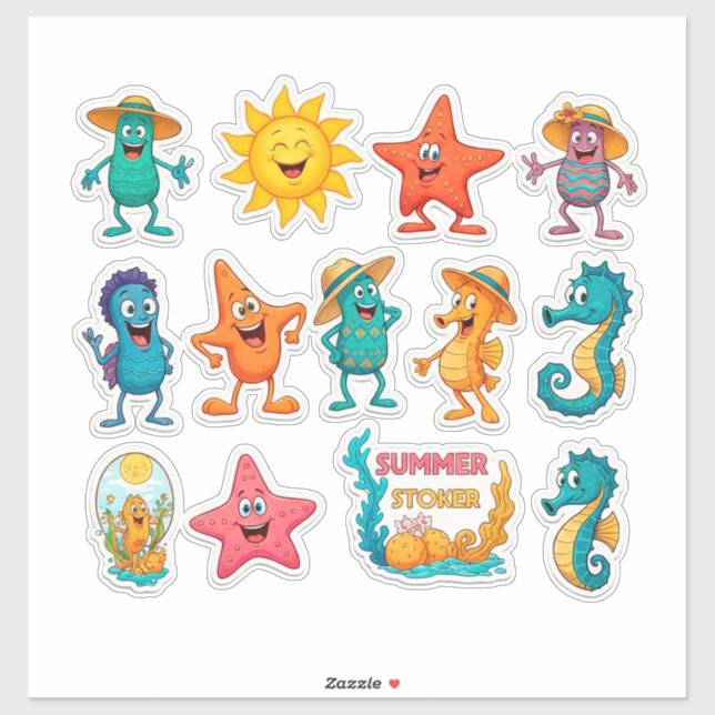 Colourful Summer Emoji Sticker (Sheet)