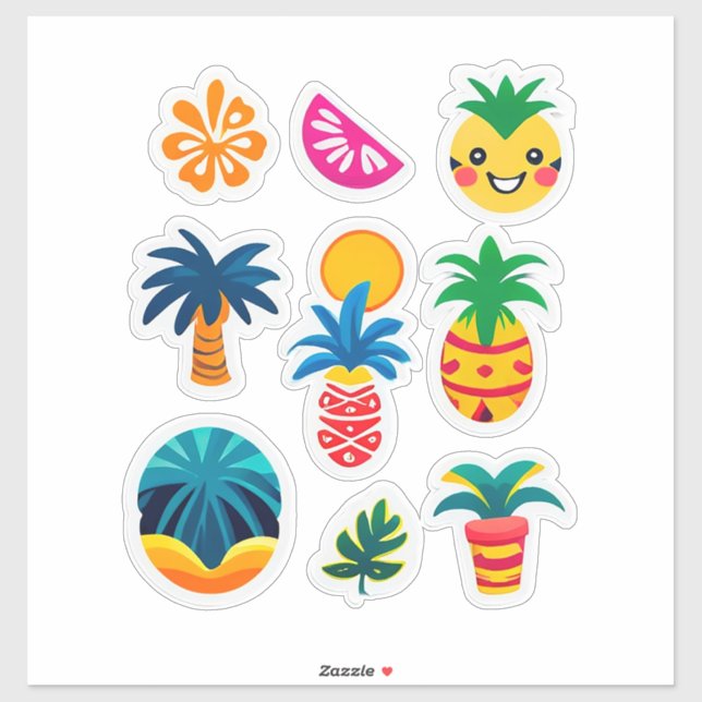 Colourful Summer Emoji Sticker (Sheet)