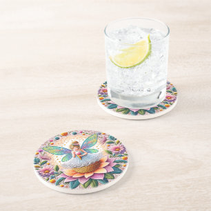 Colourful Summer Fairy Flower And Ice-Cream Coaster