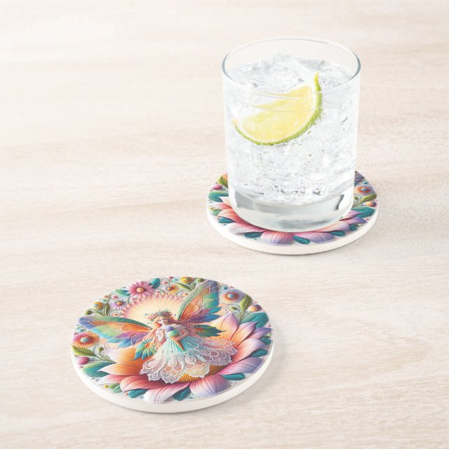 Colourful Summer Fairy Ice-Cream Coaster (Side)