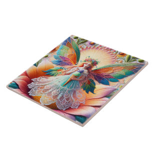 Colourful Summer Fairy Illustration Ceramic Tile