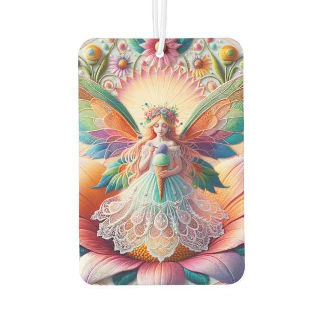 Colourful Summer Fairy Two  Illustration Car Air Freshener (Back)