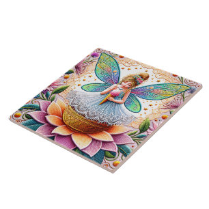 Colourful Summer Fairy Two Illustration Ceramic Tile