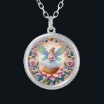 Colourful Summer Fairy Two  Illustration Silver Plated Necklace<br><div class="desc">Immerse yourself in the enchanting beauty of a lively summer fairy illustration.</div>