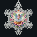 Colourful Summer Fairy Two  Illustration Snowflake Pewter Christmas Ornament<br><div class="desc">Immerse yourself in the enchanting beauty of a lively summer fairy illustration.</div>