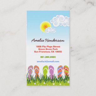 Colourful Summer Flip Flops Fun In The Sun Garden Business Card