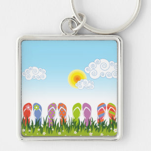 Colourful Summer Flip Flops Fun In The Sun Garden Key Ring