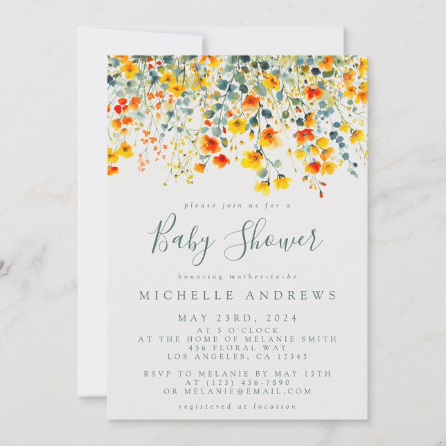 Colourful Summer Floral Baby Shower Invitation (Front)