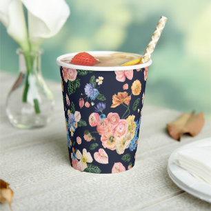 Colourful Summer Floral Party Paper Cups