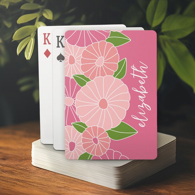 Colourful Summer Floral Pattern Custom Name Playing Cards (Custom Playing Cards)