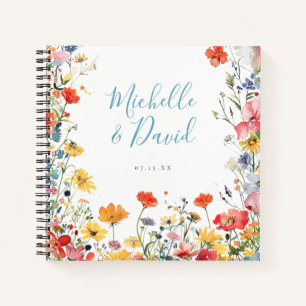Colourful Summer Floral Wedding Guest Book