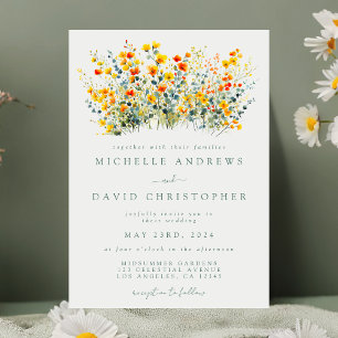Colourful Summer Floral Wedding Invitation