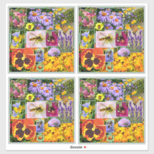 Colourful Summer Flowers and Insects Collage