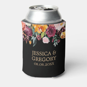 Colourful Summer Flowers border Wedding Design Can Cooler