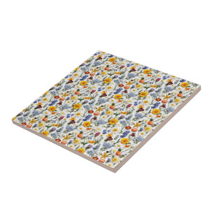 Colourful Summer Flowers on Small Printing Tile