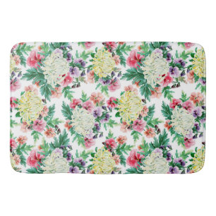 Colourful summer flowers pattern bath mat