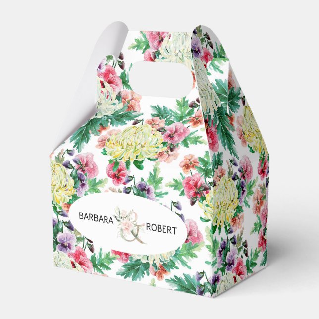 Colourful summer flowers pattern favour box (Back Side)