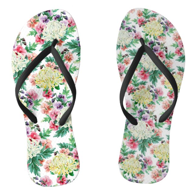 Colourful summer flowers pattern thongs (Footbed)