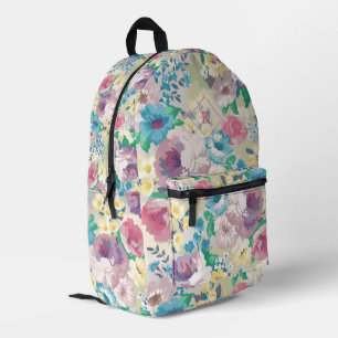 Colourful summer flowers seamless pattern printed backpack