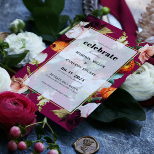 Colourful Summer Flowers Wedding Invitation
