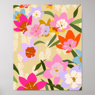 Colourful Summer Flowers Yellow Poster
