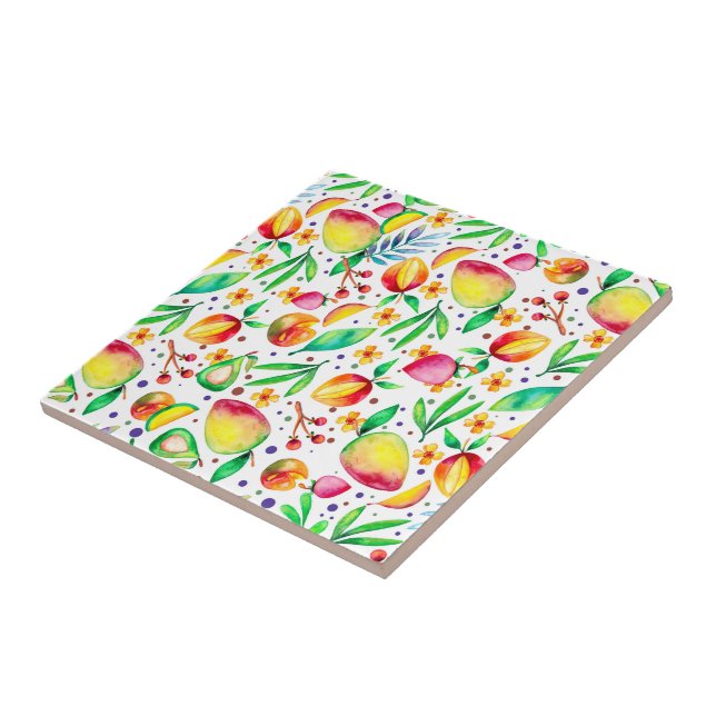 Colourful summer Frits pattern Ceramic Tile (Side)