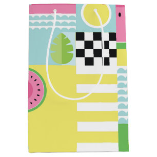 Colourful summer fruit mosaic pattern medium gift bag