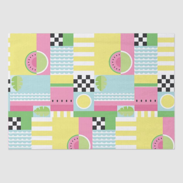 Colourful summer fruit mosaic pattern  tissue paper (Front)