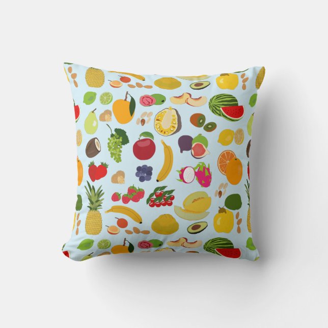 Colourful Summer Fruit Pattern Cushion (Front)