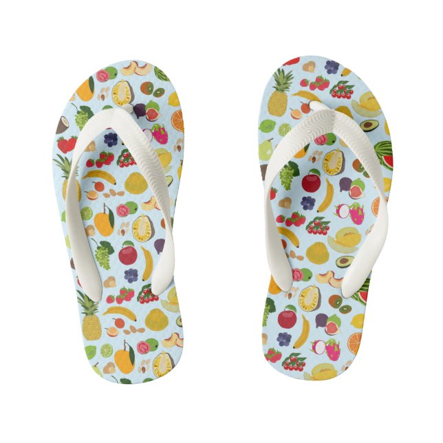 Colourful Summer Fruit Pattern Kid's Thongs (Footbed)