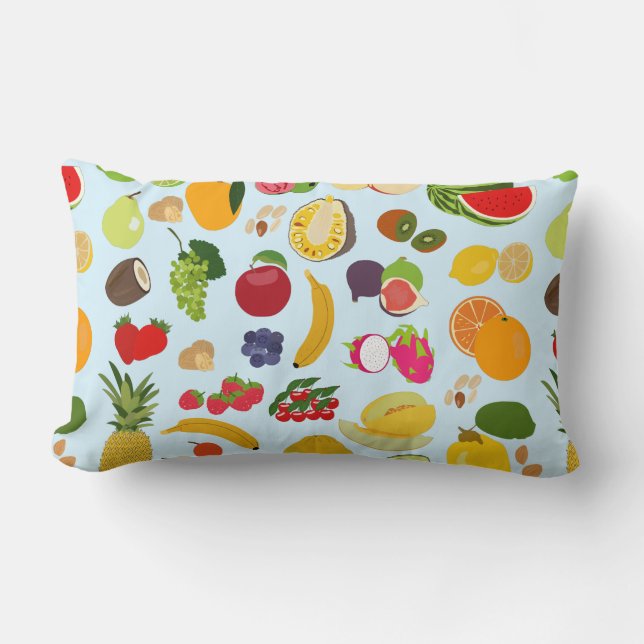 Colourful Summer Fruit Pattern Lumbar Cushion (Front)