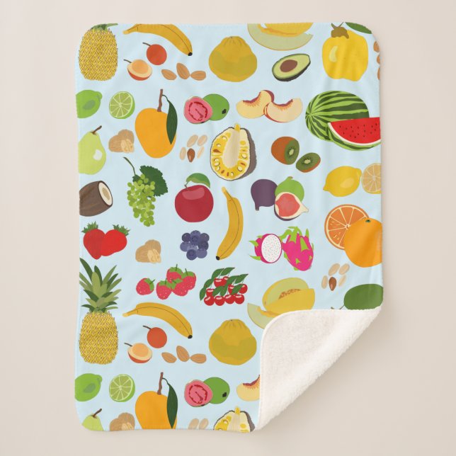 Colourful Summer Fruit Pattern Sherpa Blanket (Front)