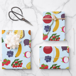 Colourful Summer Fruit Pattern Wrapping Paper Sheet