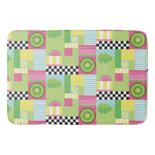 Colourful summer fruit pink green yellow mosaic bath mat