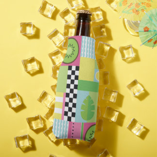 Colourful summer fruit pink green yellow mosaic  bottle cooler