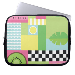 Colourful summer fruit pink green yellow mosaic laptop sleeve