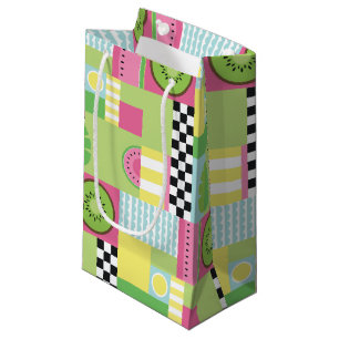 Colourful summer fruit pink green yellow mosaic  small gift bag