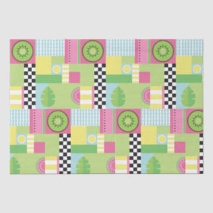 Colourful summer fruit pink green yellow mosaic tissue paper
