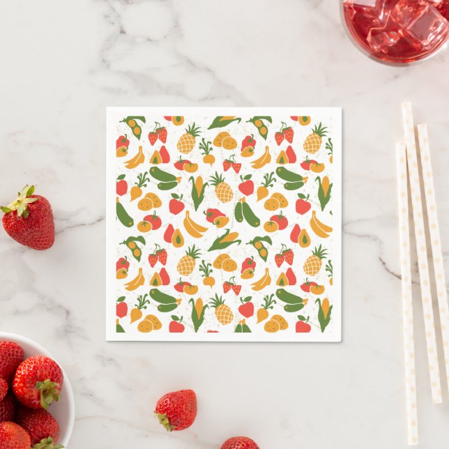 Colourful Summer Fruit Salad Napkin (Insitu)
