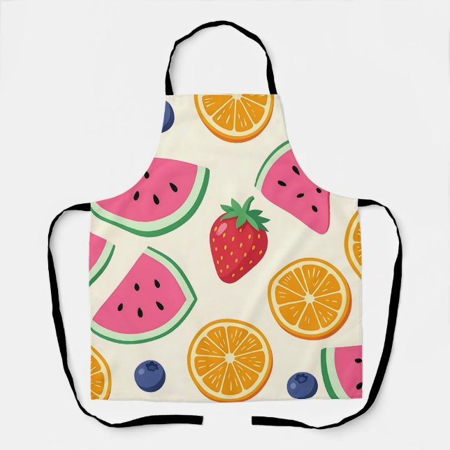 Colourful Summer Fruits Watermelon Orange Apron (Front)