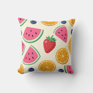 Colourful Summer Fruits Watermelon Orange Cushion